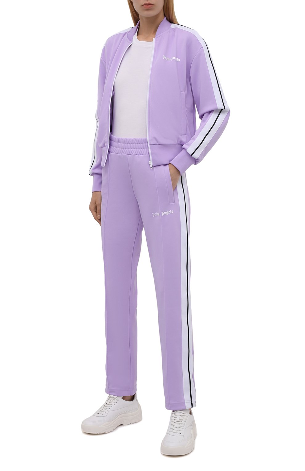Брюки PALM ANGELS сиреневого цвета по цене 37950 руб., арт. PWCA035F21FAB0033601, фото 2 Брюки PALM ANGELS, арт. PWCA035F21FAB0033601, фото 2