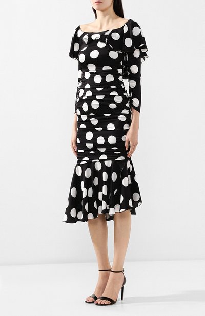 Шелковое платье DOLCE & GABBANA черно-белого цвета по цене 246000 руб., арт. F6D5ZT/FSAX6, фото 3 Шелковое платье DOLCE & GABBANA, арт. F6D5ZT/FSAX6, фото 3