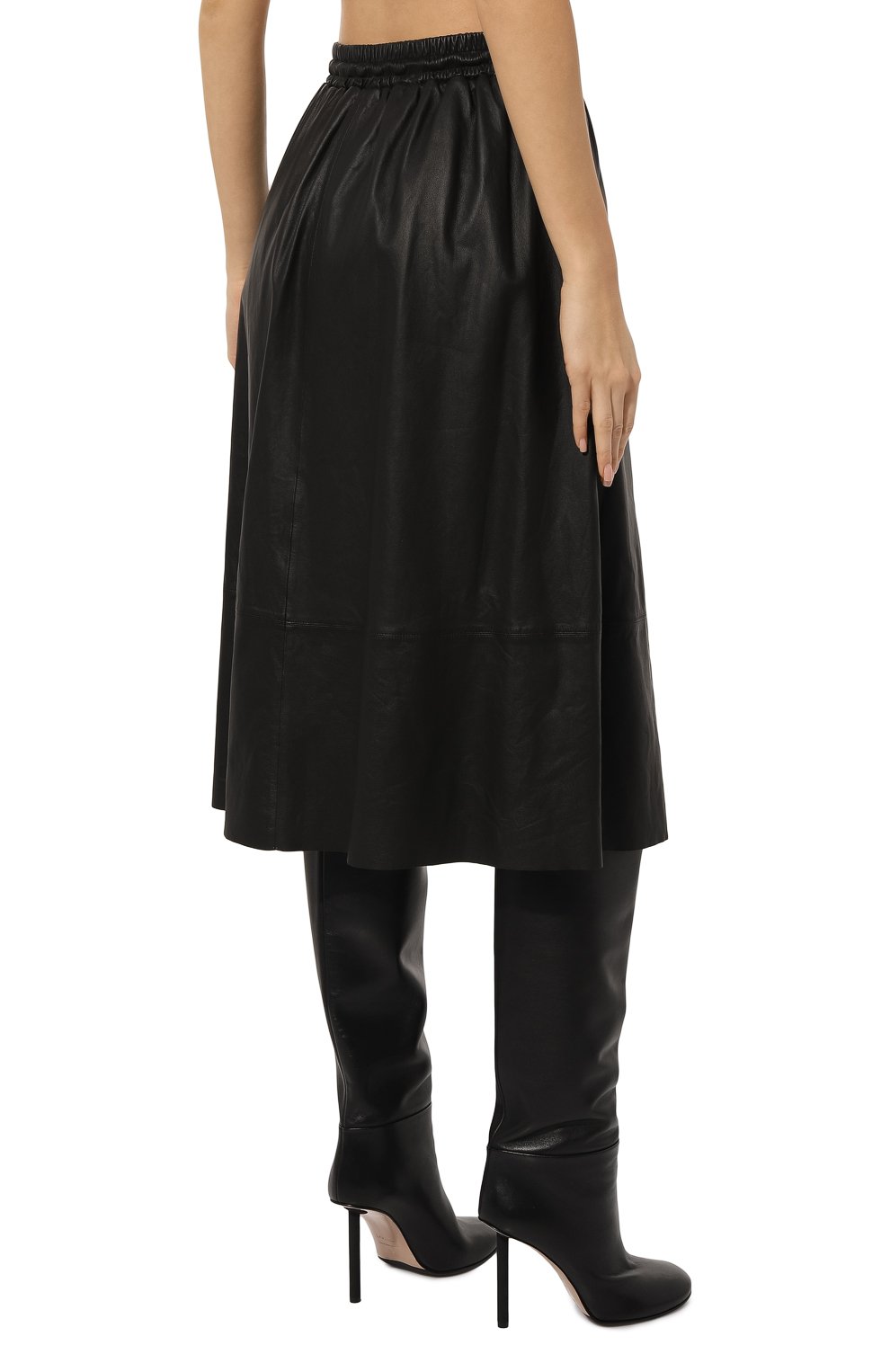 Кожаная юбка YVES SALOMON черного цвета по цене 155000 руб., арт. 23WYJ20174APAR, фото 4 Кожаная юбка YVES SALOMON, арт. 23WYJ20174APAR, фото 4