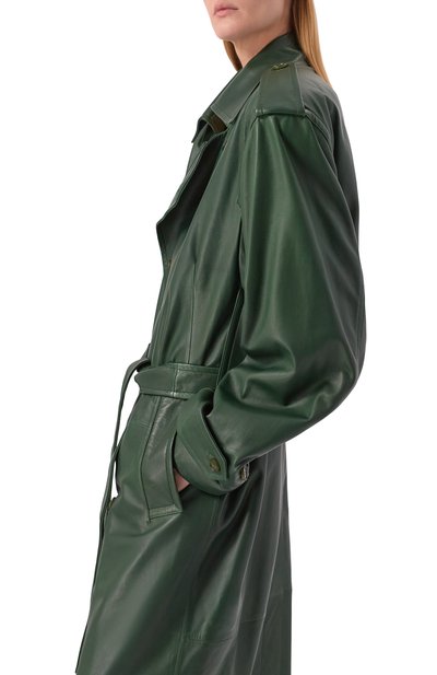 Кожаный тренч PETAR PETROV зеленого цвета по цене 695000 руб., арт. S26LM1, фото 5 Кожаный тренч PETAR PETROV, арт. S26LM1, фото 5