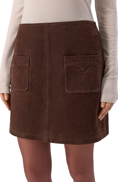 Замшевая юбка ZADIG AND VOLTAIRE темно-коричневого цвета по цене 63600 руб., арт. RWSK01066, фото 5 Замшевая юбка ZADIG AND VOLTAIRE, арт. RWSK01066, фото 5