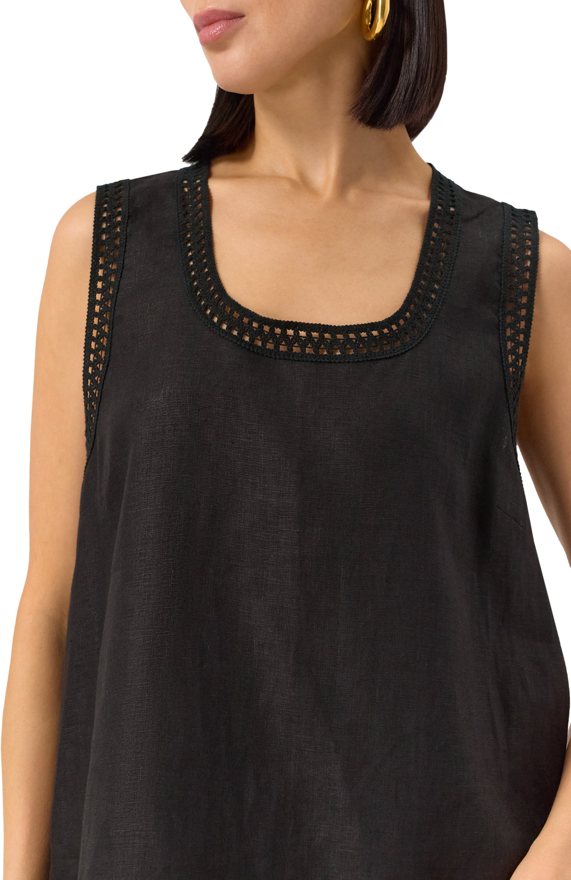 Льняной топ MVST черного цвета по цене 95900 руб., арт. TXBBL-Y102, фото 5 Льняной топ MVST, арт. TXBBL-Y102, фото 5