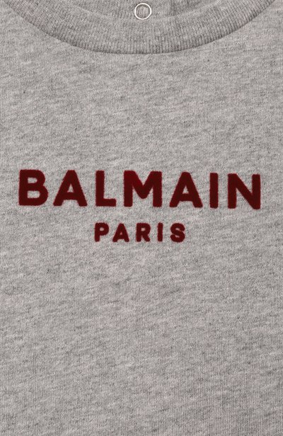 Хлопковая футболка BALMAIN серого цвета по цене 13550 руб., арт. BZ8341, фото 3 Хлопковая футболка BALMAIN, арт. BZ8341, фото 3
