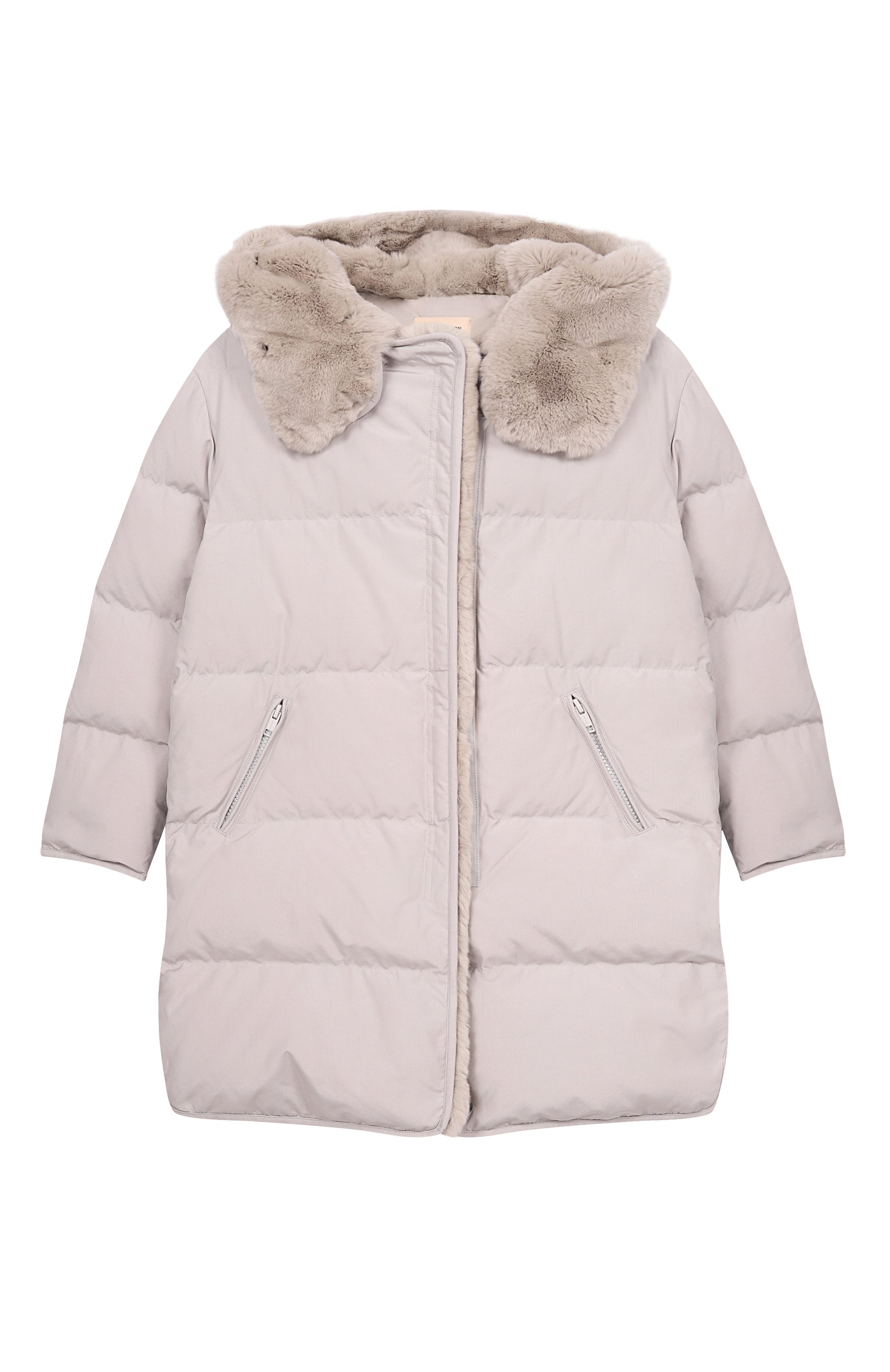 Пуховое пальто с отделкой из кролика YVES SALOMON ENFANT, арт. 26WEM905XXJ06X_002, фото 1