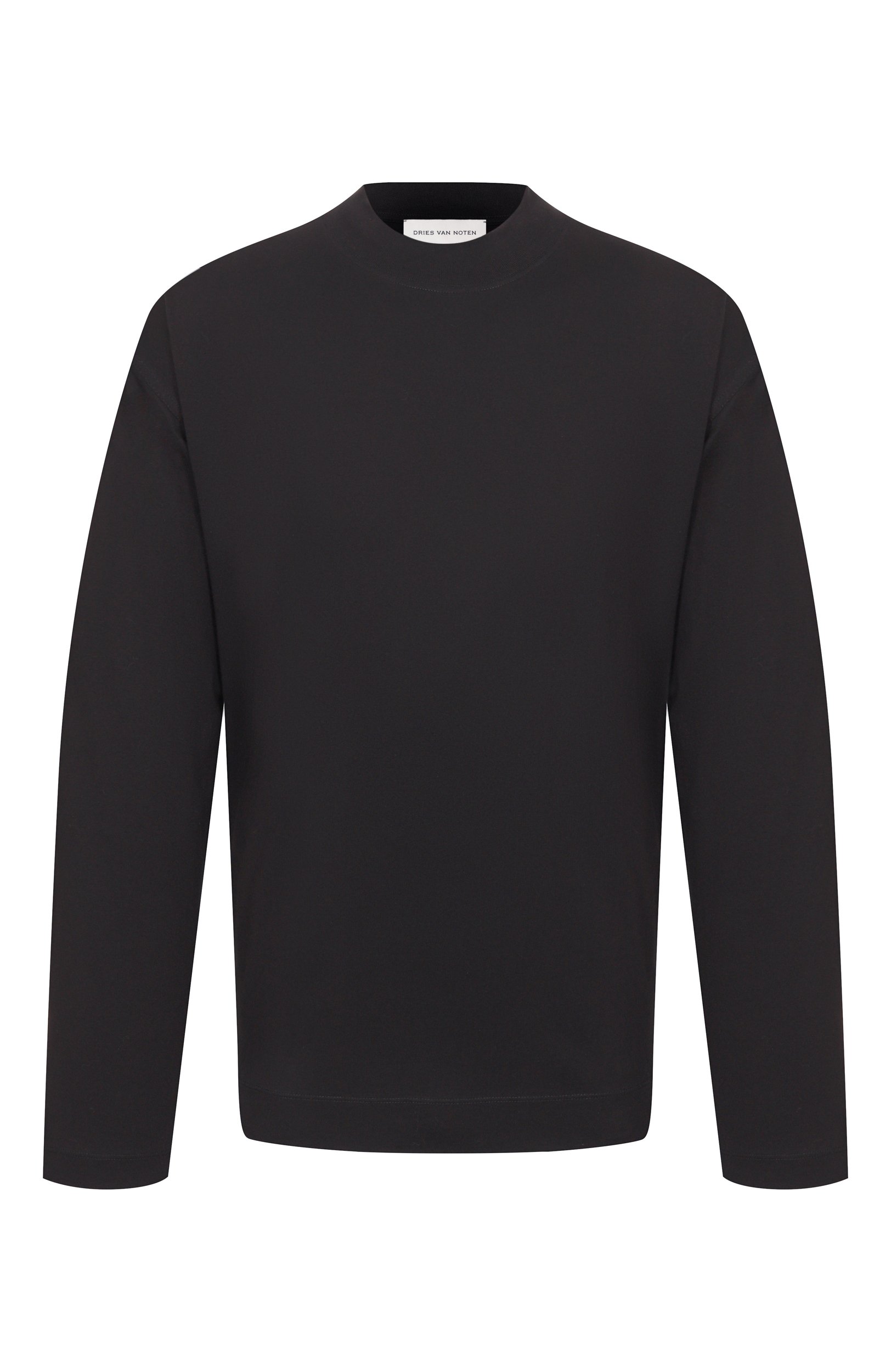 Хлопковый лонгслив DRIES VAN NOTEN черного цвета по цене 39950 руб., арт. 021102/4600, фото 1 Хлопковый лонгслив DRIES VAN NOTEN, арт. 021102/4600, фото 1