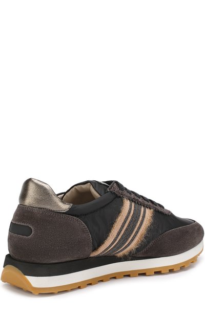 Комбинированные кроссовки с глиттером на шнуровке BRUNELLO CUCINELLI, арт. MZ30G1254, фото 4