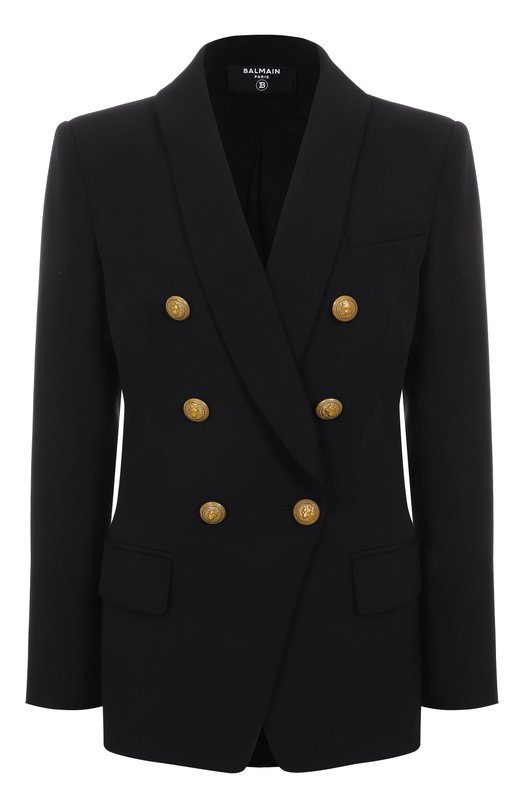 Шерстяной жакет Balmain CF1SH020/WC09 Чёрный CF1SH020/WC09