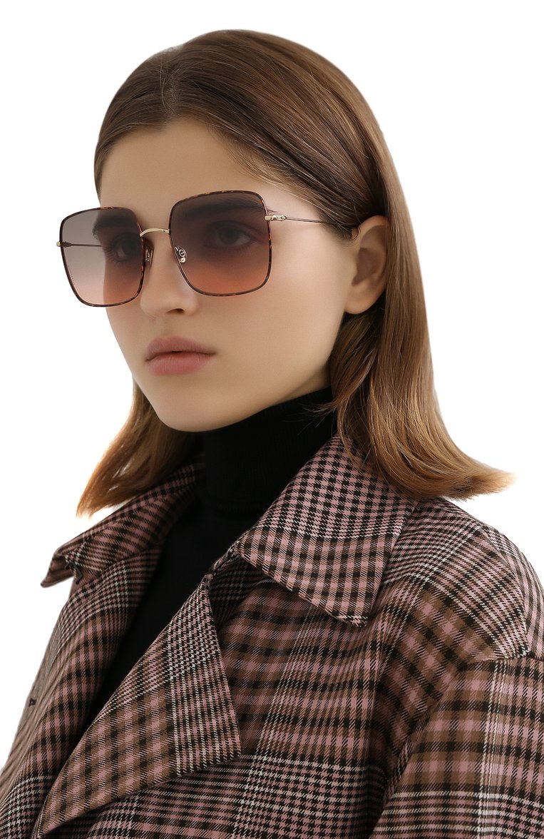 Женские солнцезащитные очки DIOR EYEWEAR коричневого цвета, арт. DI0RSTELLAIRE1 2IK | Фото 2 (Тип очков: С/з; Региональные ограничения белый список (Axapta Mercury): RU, Не проставлено; Re-sync: On; Материал: Металл; Нос: Не проставлено; Очки форма: Квадратные)