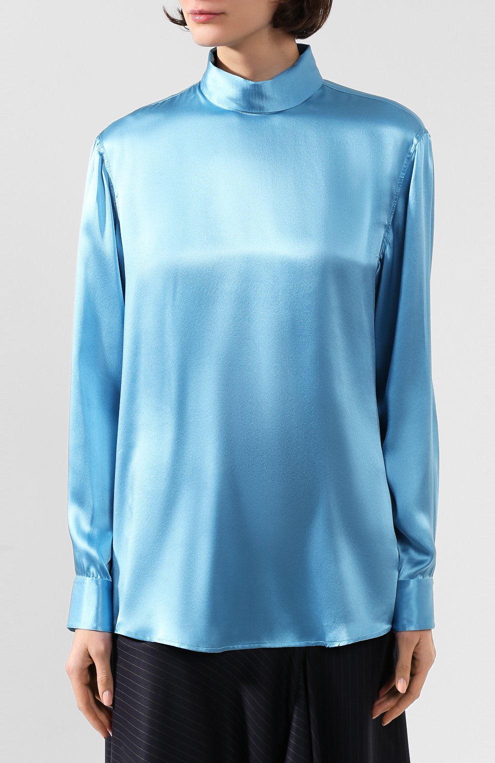Шелковая блузка DRIES VAN NOTEN голубого цвета по цене 54000 руб., арт. 192-10759-8380, фото 3 Шелковая блузка DRIES VAN NOTEN, арт. 192-10759-8380, фото 3