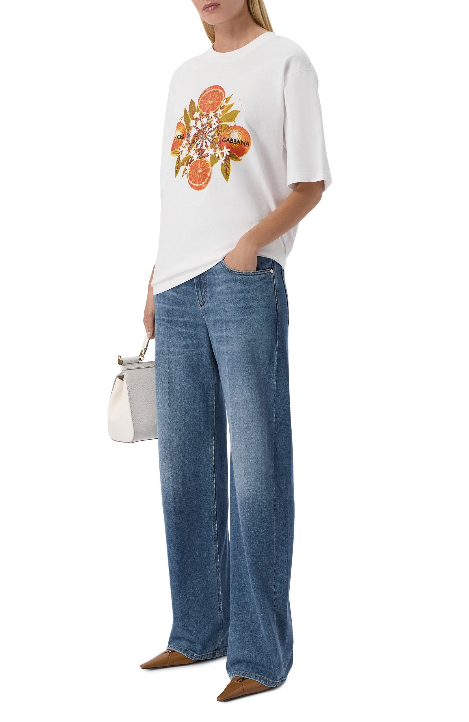Хлопковая футболка DOLCE & GABBANA белого цвета по цене 72750 руб., арт. F8V78T/GDDVN, фото 2 Хлопковая футболка DOLCE & GABBANA, арт. F8V78T/GDDVN, фото 2