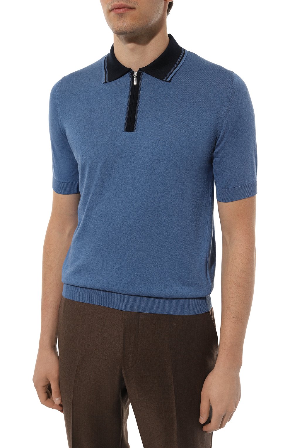 Поло из хлопка и шелка ZILLI синего цвета по цене 104500 руб., арт. KZP002M0142VUC000M, фото 3 Поло из хлопка и шелка ZILLI, арт. KZP002M0142VUC000M, фото 3