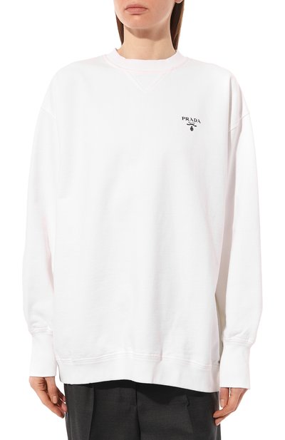 Хлопковый свитшот PRADA белого цвета по цене 115000 руб., арт. 134630-1YYC-F0964-202, фото 3 Хлопковый свитшот PRADA, арт. 134630-1YYC-F0964-202, фото 3