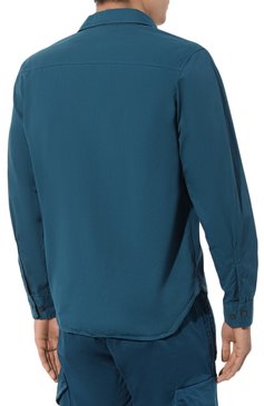 Мужская хлопковая рубашка C.P. COMPANY синего цвета, арт. 16CMSH158A002824G | Фото 4 (Длина (для топов): Стандартные; Рукава: Длинные; Материал внешний: Хлопок; Воротник: Кент; Принт: Однотонные; Случай: Повседневный; Стили: Кэжуэл; Манжеты: На пуговицах)