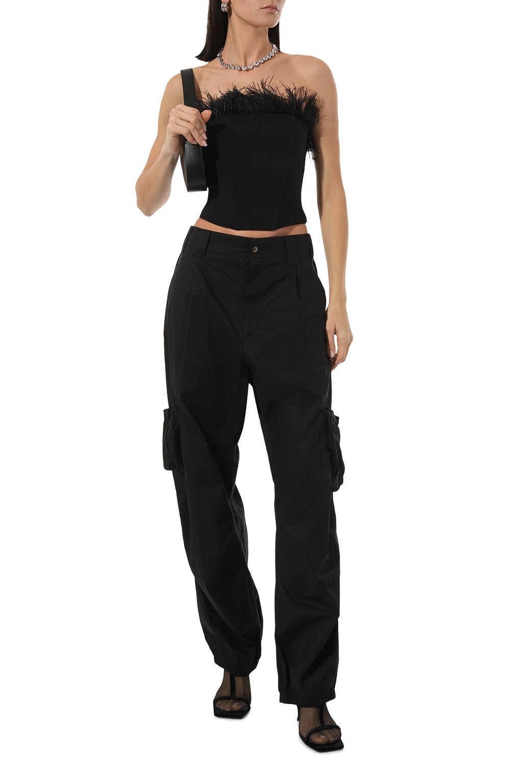 Корсет с отделкой перьями PATRIZIA PEPE черного цвета по цене 38800 руб., арт. 8C0661_A6F5, фото 2 Корсет с отделкой перьями PATRIZIA PEPE, арт. 8C0661_A6F5, фото 2