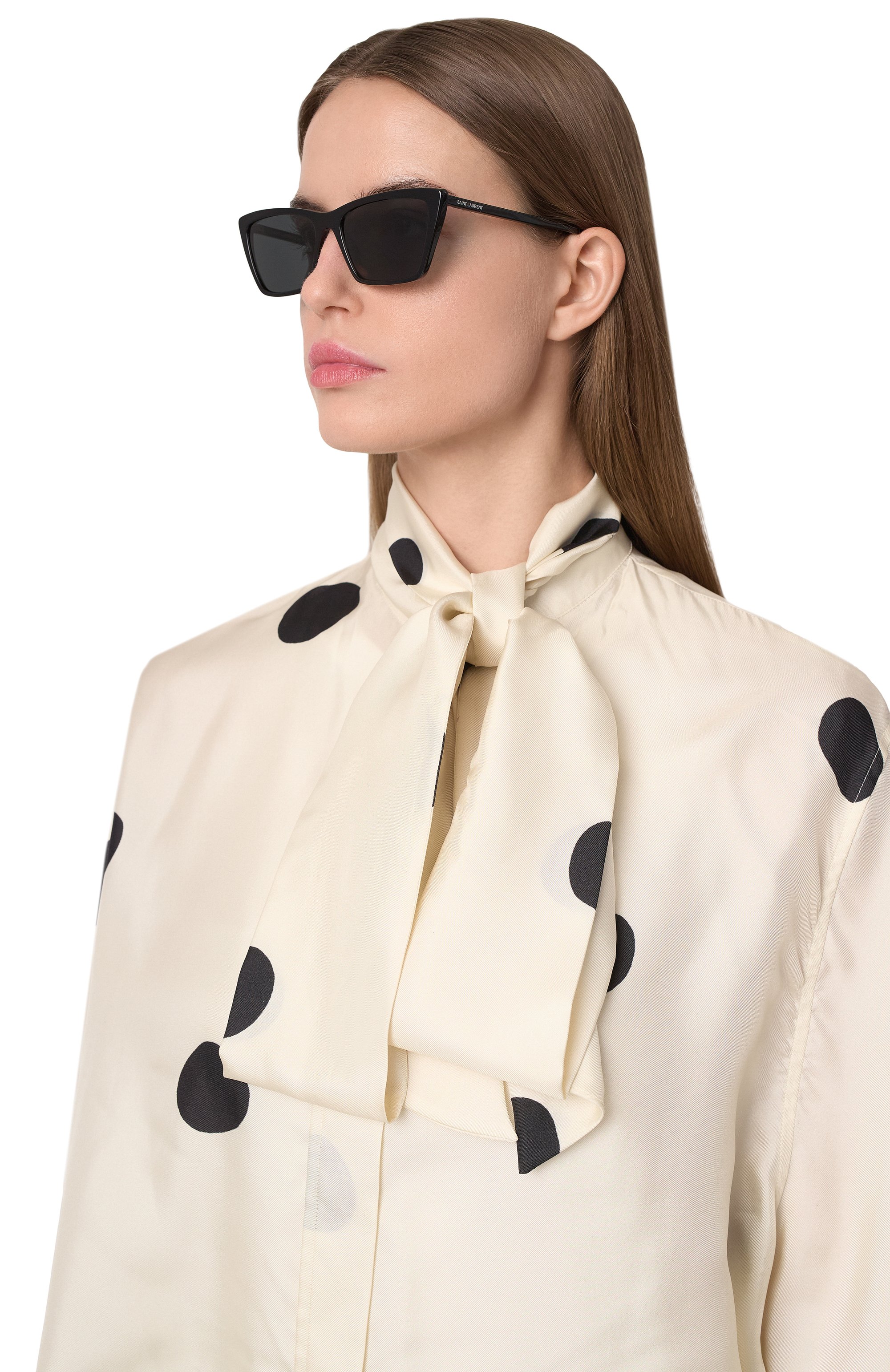 Солнцезащитные очки SAINT LAURENT черного цвета по цене 36500 руб., арт. SL 737 MICA THIN 001, фото 2 Солнцезащитные очки SAINT LAURENT, арт. SL 737 MICA THIN 001, фото 2