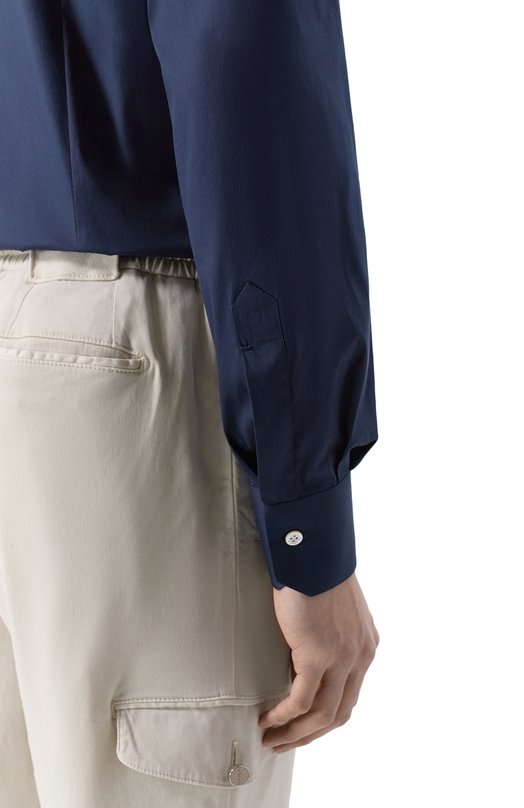 Хлопковая сорочка Kiton UCCH0943206 Синий  UCCH0943206 Фото 5