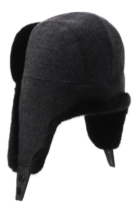 Шерстяная шапка-ушанка с мехом норки VICTORIA KUSENKOVA 338702880159 Серый  338702880159 Фото 2