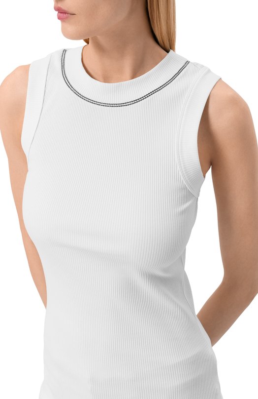 Хлопковый топ Brunello Cucinelli MG902BW700 Белый  MG902BW700 Фото 5