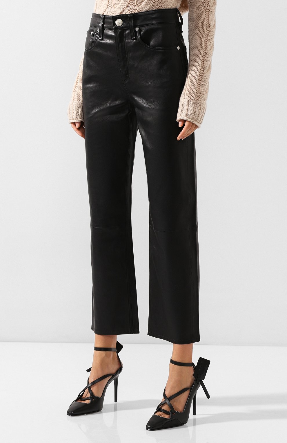 Кожаные брюки RAG AND BONE черного цвета по цене 84050 руб., арт. WAW19F7027LG27, фото 3 Кожаные брюки RAG AND BONE, арт. WAW19F7027LG27, фото 3