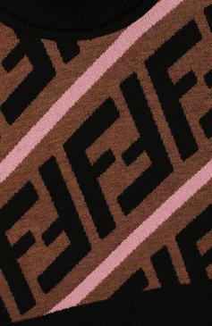 Детский укороченный свитер из шерсти FENDI коричневого цвета, арт. JFG051/A8L7/3A-5A | Фото 3 (Статус проверки: Проверено; Материал внешний: Шерсть; Рукава: Длинные; Принт: С принтом; Девочки Кросс-КТ: Свитер-одежда; Материал сплава: Проверено, Проставлено; Драгоценные камни: Проставлено; Ростовка одежда: 4 года | 104 см, 5 лет | 110 см)