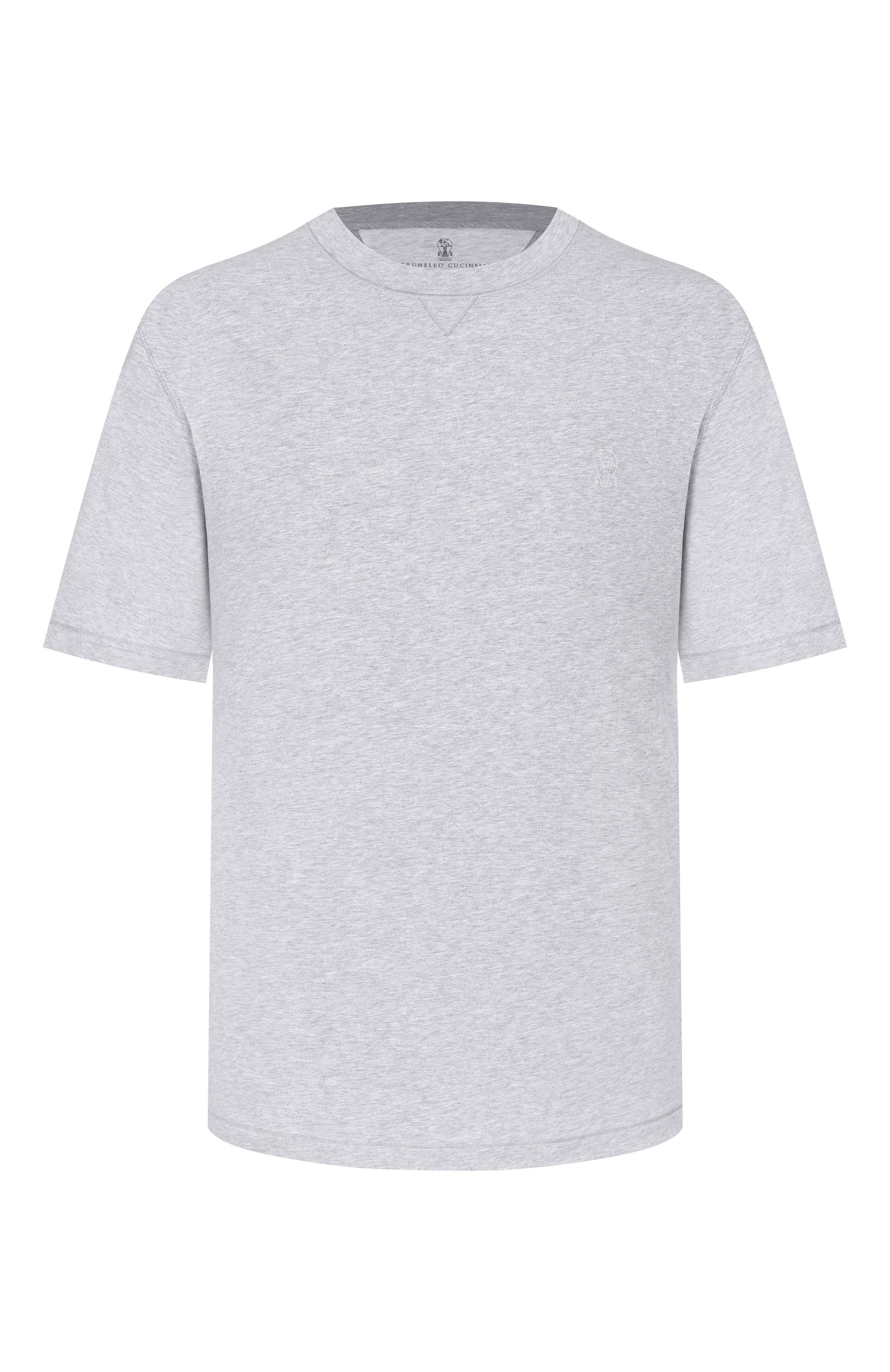 Хлопковая футболка BRUNELLO CUCINELLI серого цвета по цене 63950 руб., арт. M0B131328W, фото 1 Хлопковая футболка BRUNELLO CUCINELLI, арт. M0B131328W, фото 1