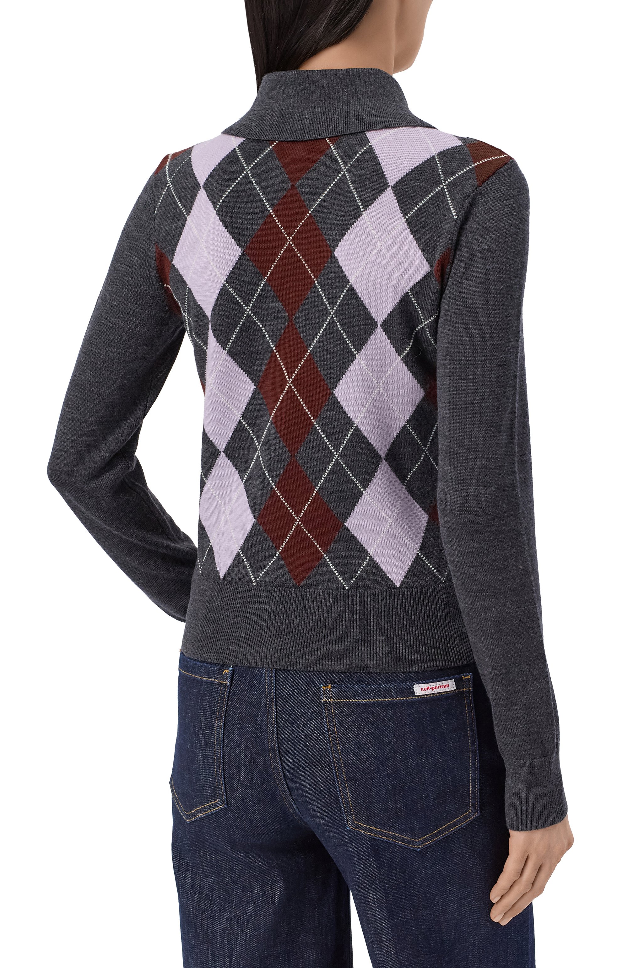 Шерстяное поло SELF-PORTRAIT темно-серого цвета по цене 59650 руб., арт. RS26185TGR, фото 4 Шерстяное поло SELF-PORTRAIT, арт. RS26185TGR, фото 4