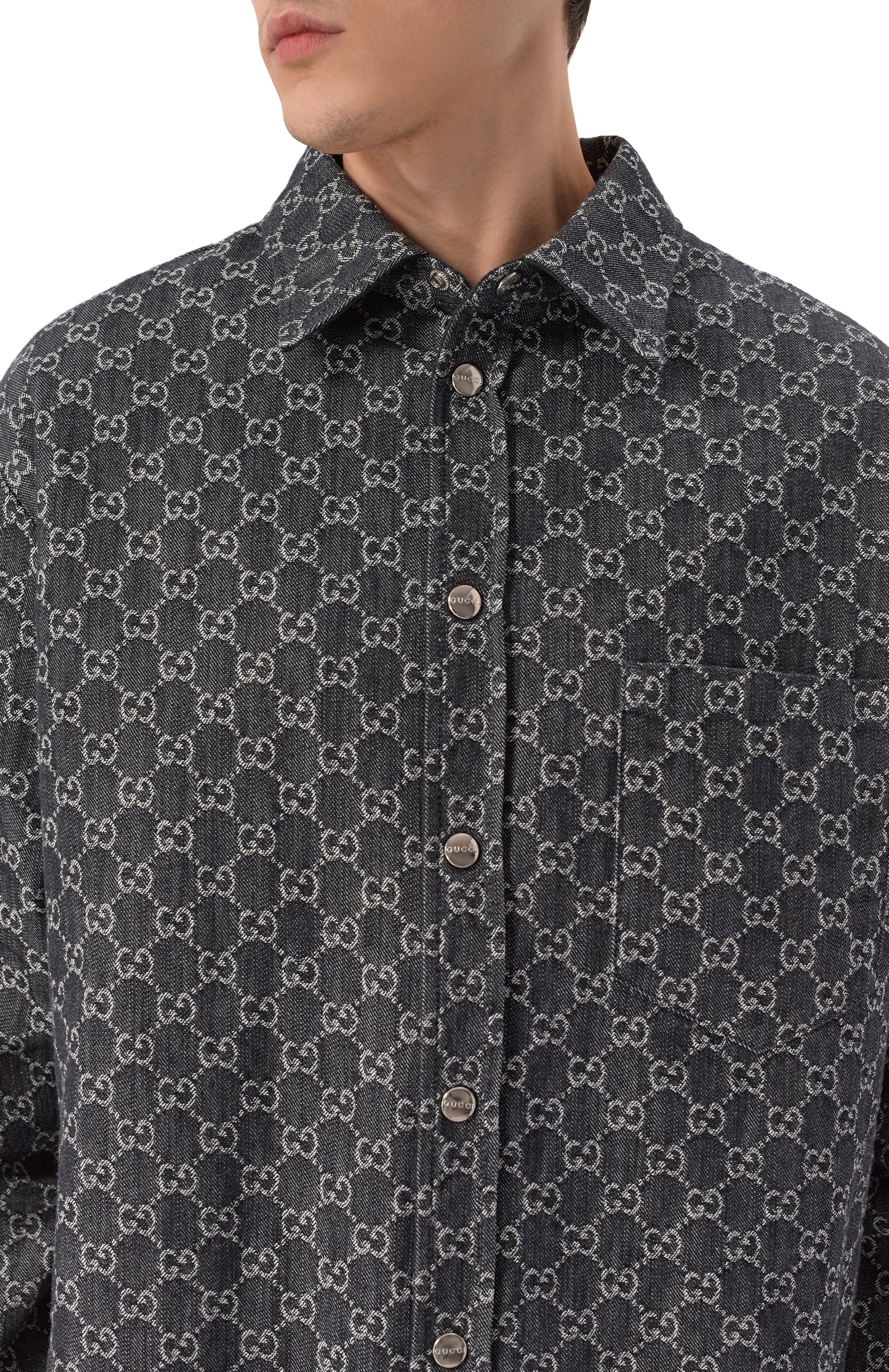 Двусторонняя хлопковая рубашка GUCCI черного цвета по цене 563500 руб., арт. 766142/XDC88, фото 5 Двусторонняя хлопковая рубашка GUCCI, арт. 766142/XDC88, фото 5