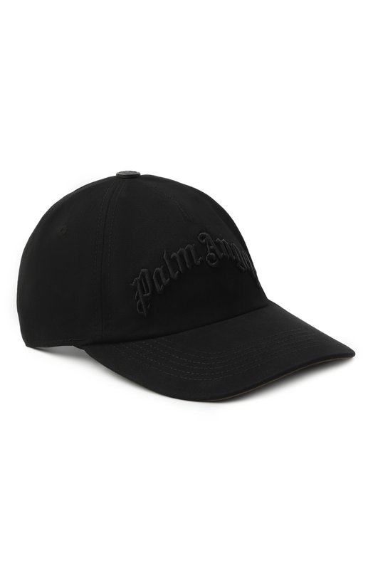 Хлопковая бейсболка Palm Angels PMLB104F25FAB002 Чёрный PMLB104F25FAB002