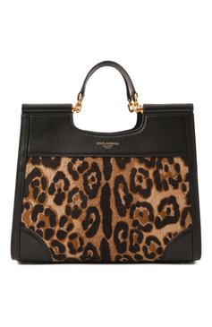Женская сумка sicily shopper small DOLCE & GABBANA леопардового цвета, арт. BB7728/B6I37 | Фото 1 (Размер: small; Материал: Текстиль; Ремень/цепочка: На ремешке)