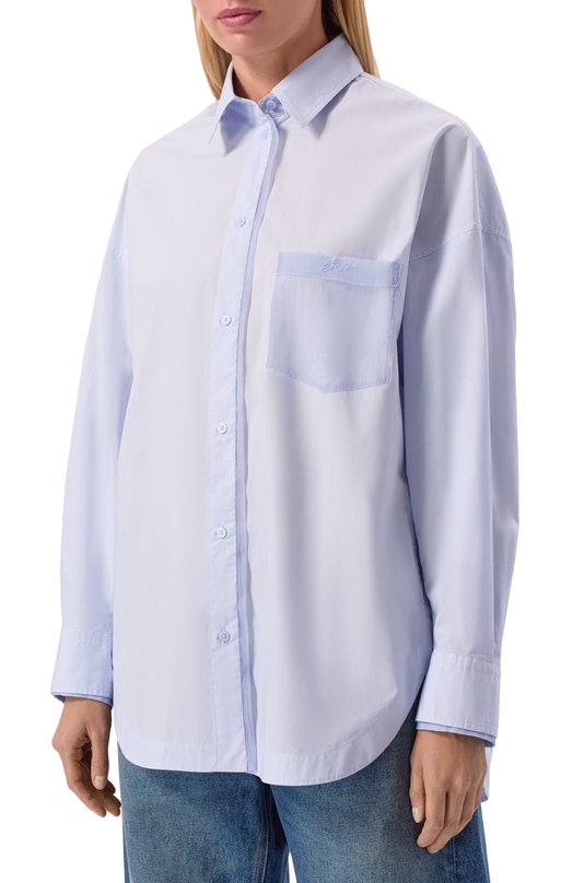 Хлопковая рубашка BOSS Orange 50553532 Голубой  50553532 Фото 3