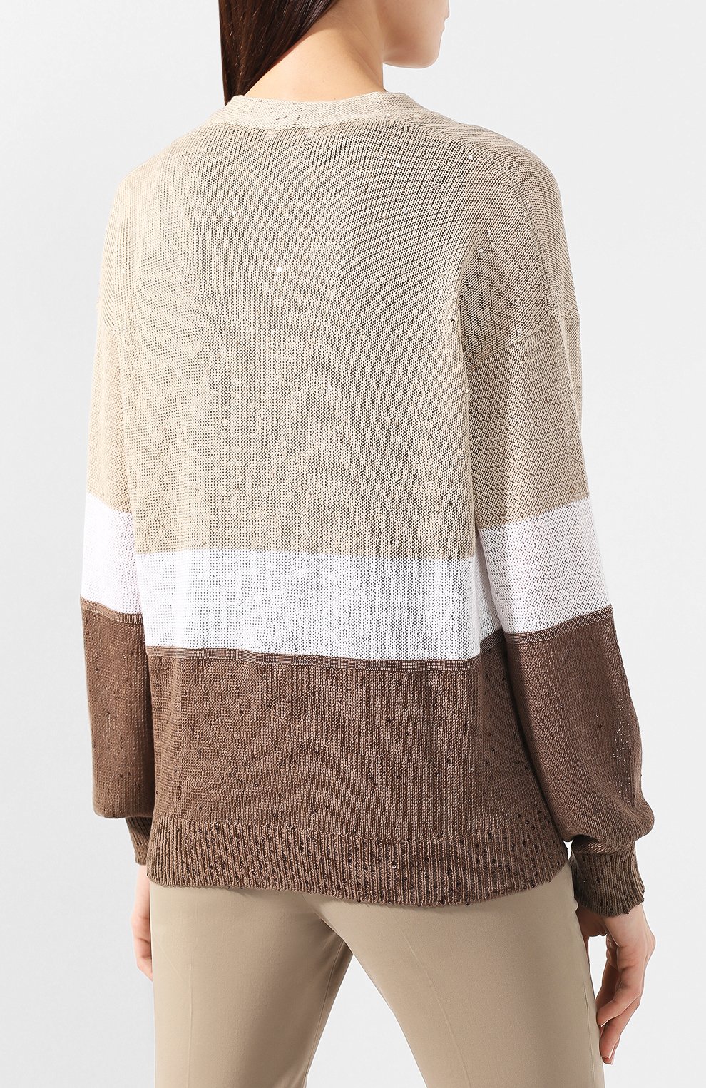 Кардиган из смеси льна и шелка BRUNELLO CUCINELLI, арт. M10551906, фото 4