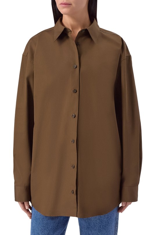 Хлопковая рубашка TOTEME 254-WRT0480-FB0226 Коричневый  254-WRT0480-FB0226 Фото 3