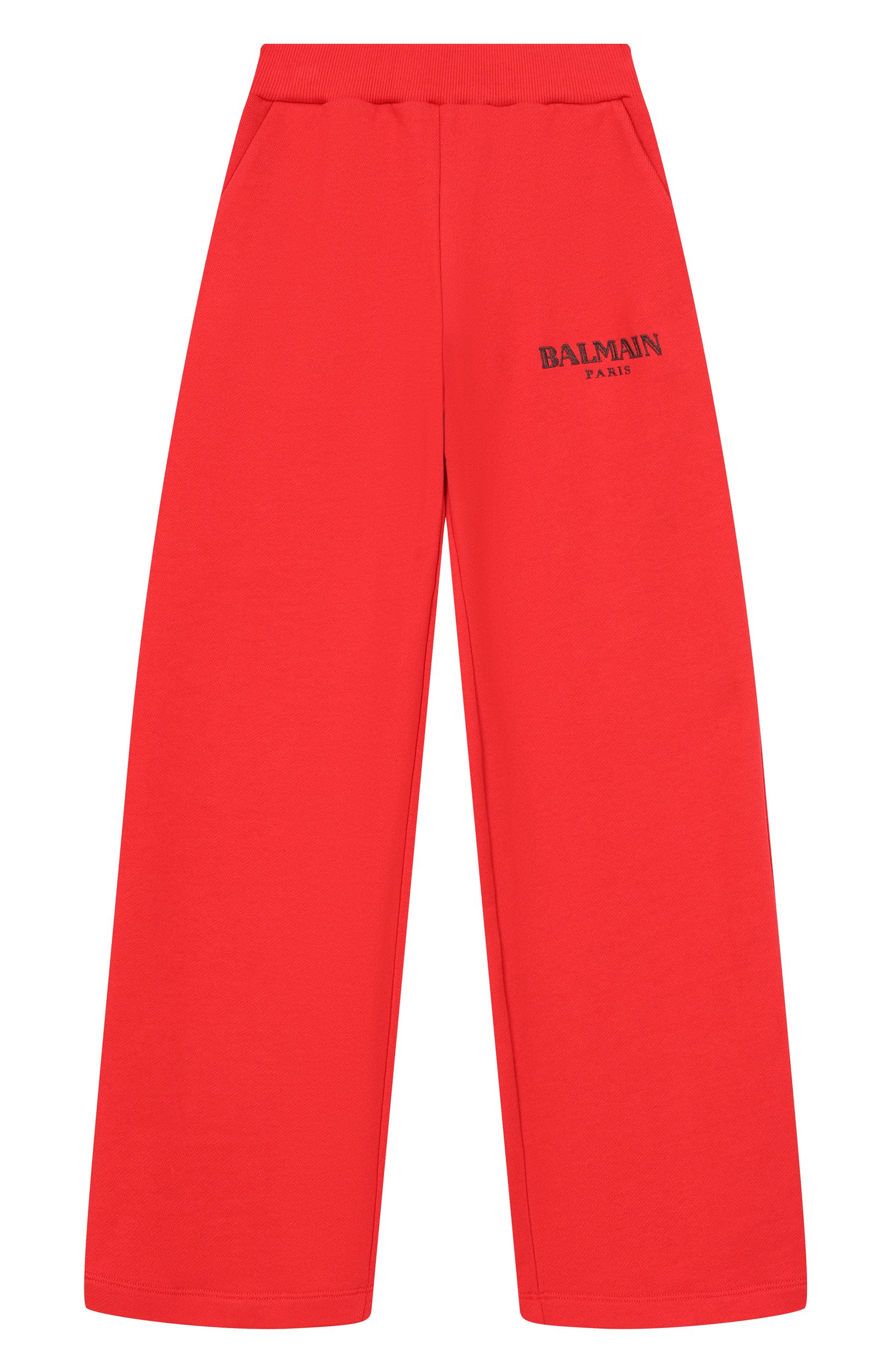 Хлопковые брюки BALMAIN красного цвета по цене 23900 руб., арт. BZ6A70, фото 1 Хлопковые брюки BALMAIN, арт. BZ6A70, фото 1
