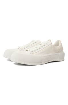 Мужские текстильные кеды deck plimsoll ALEXANDER MCQUEEN белого цвета, арт. 707680/W4MV7 | Фото 1 (Материал внешний: Текстиль; Материал внутренний: Натуральная кожа, Текстиль; Материал сплава: Проставлено; Стили: Классический; Материал утеплителя: Без утеплителя; Подошва: Массивная; Драгоценные камни: Пр�оставлено)