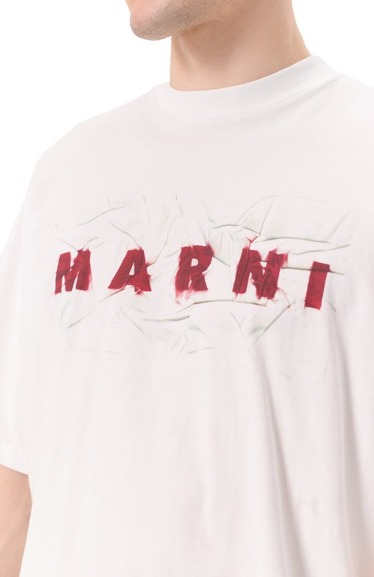 Хлопковая футболка Marni HUMU0223PV/USCW95 Белый  HUMU0223PV/USCW95 Фото 5