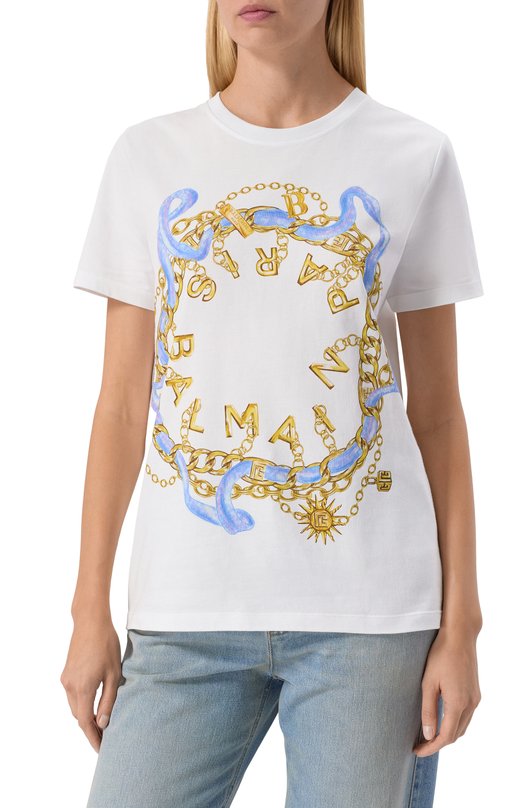 Хлопковая футболка Balmain FF1EF000/GF09 Белый  FF1EF000/GF09 Фото 3