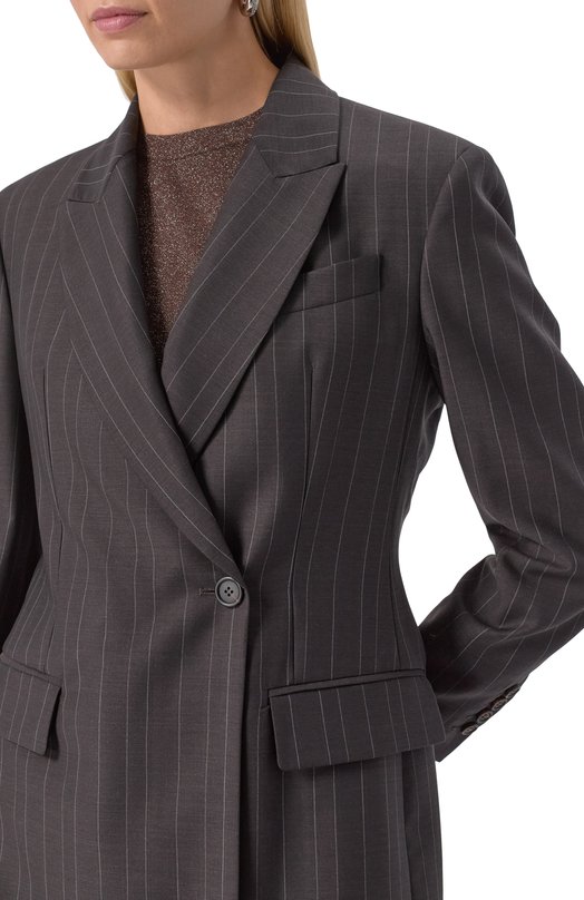 Шерстяной жакет Brunello Cucinelli MB1467267P Коричневый  MB1467267P Фото 5