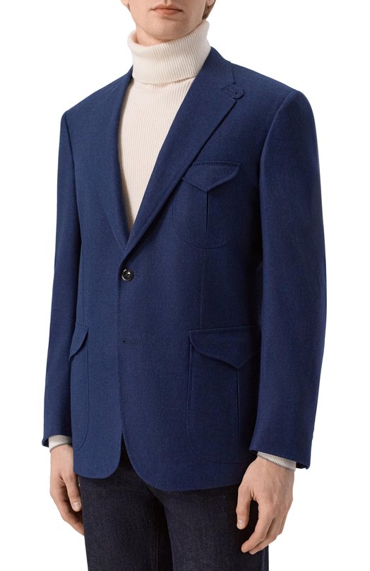 Шерстяной пиджак Stefano Ricci S1RF432SH3/W0002I_001 Синий  S1RF432SH3/W0002I_001 Фото 4