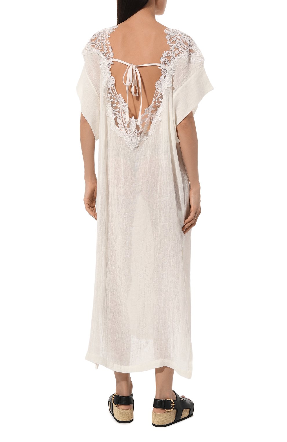 Туника изо льна и вискозы MAURIZIO белого цвета по цене 51900 руб., арт. MZS4W36060577, фото 4 Туника изо льна и вискозы MAURIZIO, арт. MZS4W36060577, фото 4