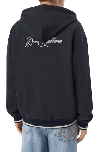 Хлопковая толстовка DOLCE & GABBANA темно-синего цвета по цене 189500 руб., арт. G9CEFZ/G7P9L, фото 4 Хлопковая толстовка DOLCE & GABBANA, арт. G9CEFZ/G7P9L, фото 4