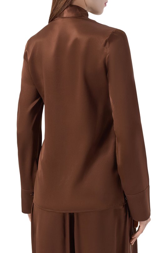 Атласная блузка Co 1284NLSC-F25 Коричневый  1284NLSC-F25 Фото 4