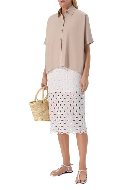 Хлопковая рубашка MAX MARA бежевого цвета по цене 29660 руб., арт. BCHPITTURA 261611102, фото 2 Хлопковая рубашка MAX MARA, арт. BCHPITTURA 261611102, фото 2