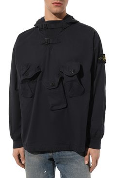 Мужская хлопковый анорак STONE ISLAND темно-синего цвета, арт. 751510110 | Фото 3 (Кросс-КТ: Куртка, Ветровка; Рукава: Длинные; Длина (верхняя одежда): До середины бедра; Стили: Гранж; Материал сплава: Проставлено; Материал внешний: Хлопок; Драгоценные камни: Проставлено)