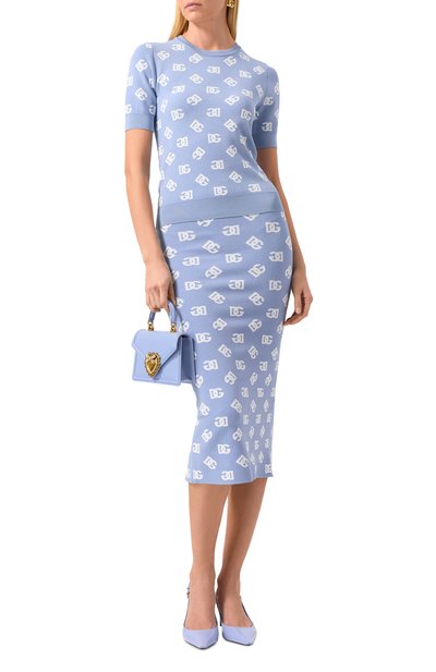 Пуловер из вискозы DOLCE & GABBANA голубого цвета по цене 106500 руб., арт. FXX13T/JFMGT, фото 2 Пуловер из вискозы DOLCE & GABBANA, арт. FXX13T/JFMGT, фото 2
