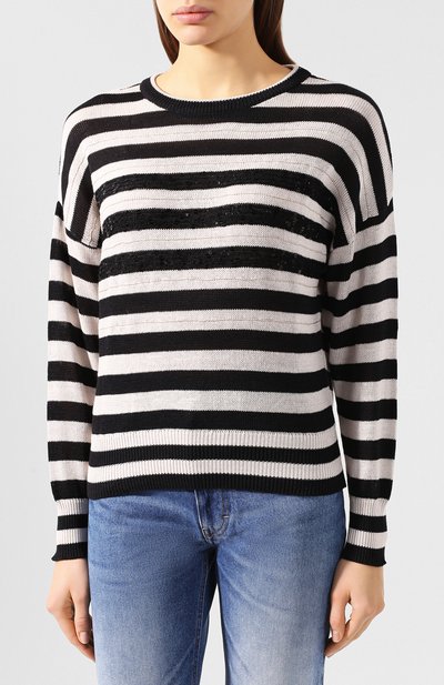 Хлопковый пуловер BRUNELLO CUCINELLI черно-белого цвета по цене 145000 руб., арт. M78764000, фото 3 Хлопковый пуловер BRUNELLO CUCINELLI, арт. M78764000, фото 3