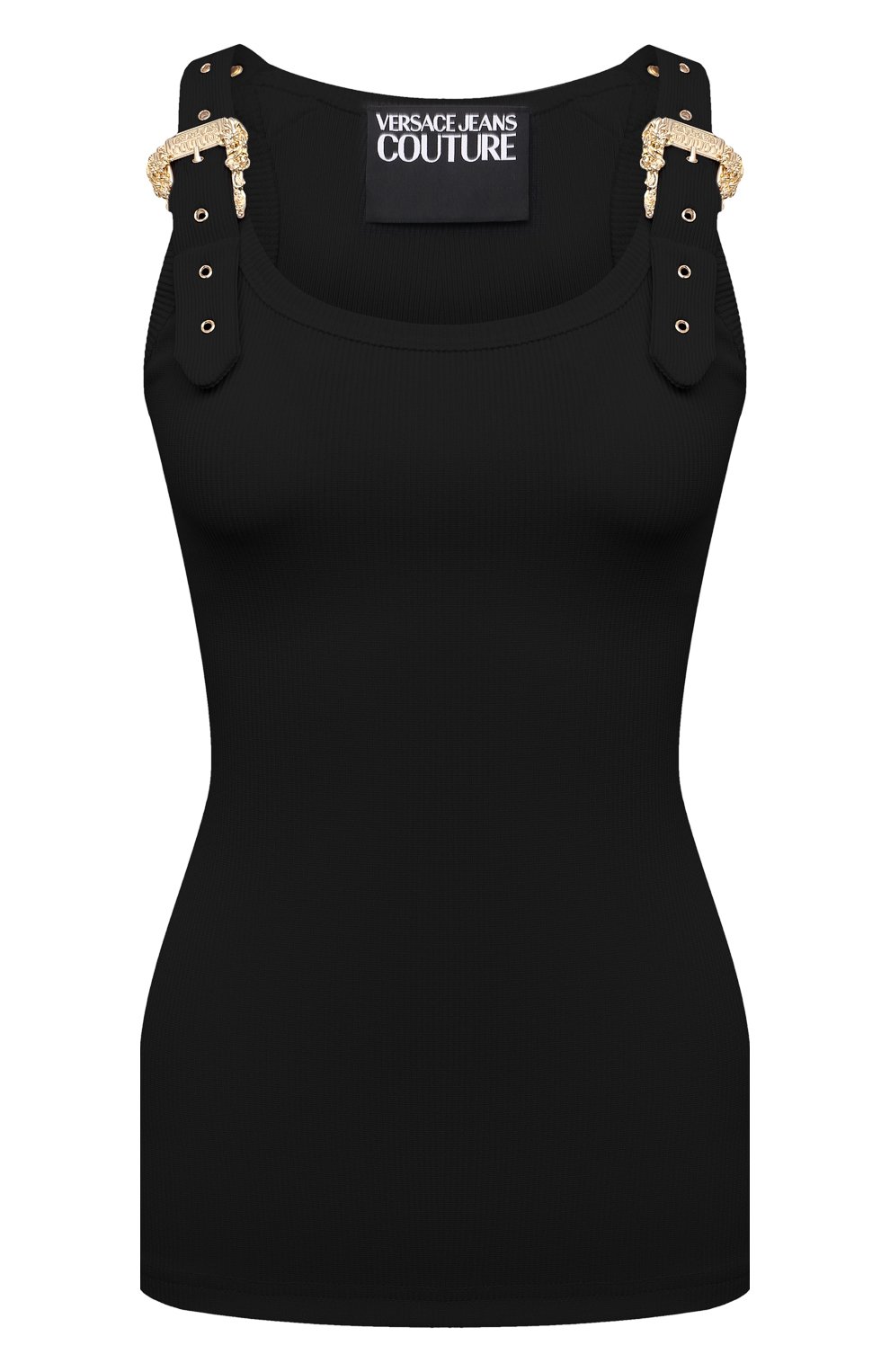 Топ VERSACE JEANS COUTURE черного цвета по цене 22650 руб., арт. D3HWA651-WDP621/10615, фото 1 Топ VERSACE JEANS COUTURE, арт. D3HWA651-WDP621/10615, фото 1