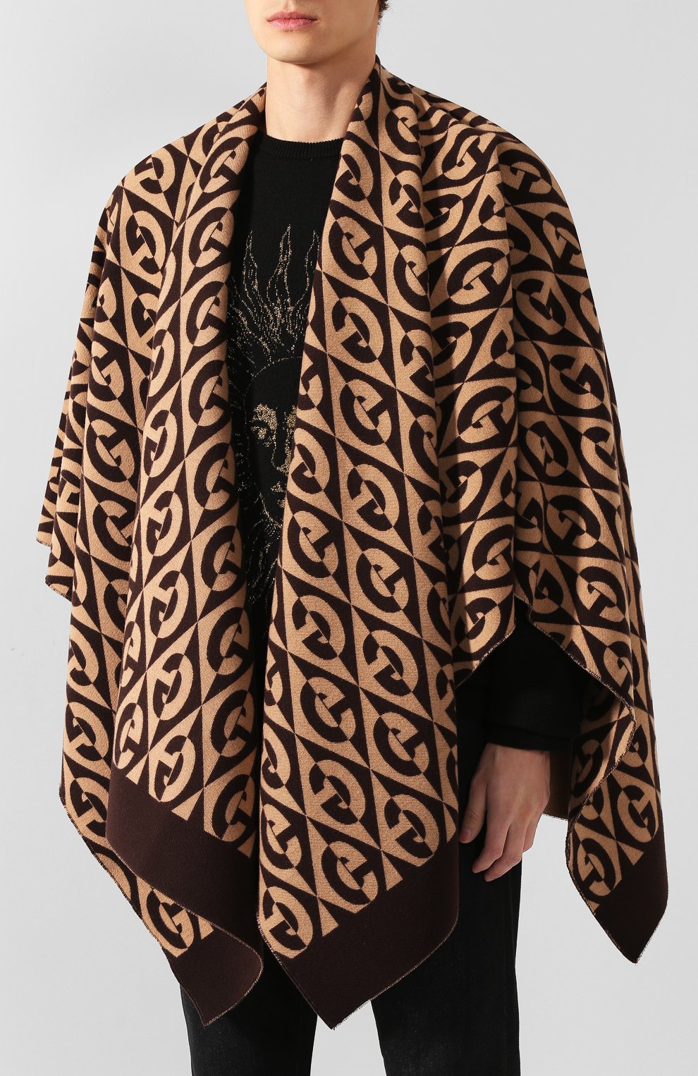 Пончо из смеси шерсти и хлопка GUCCI, арт. 595992/4GA26, фото 3