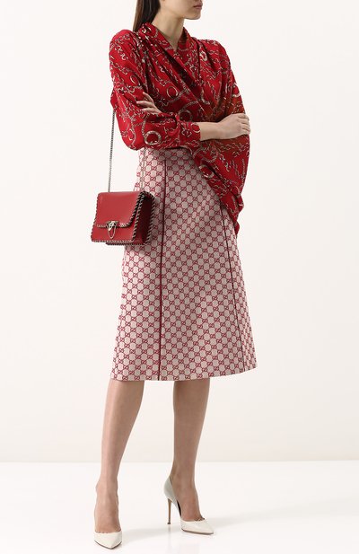 Хлопковая юбка-миди с логотипом бренда GUCCI, арт. 512875/ZKD86, фото 2