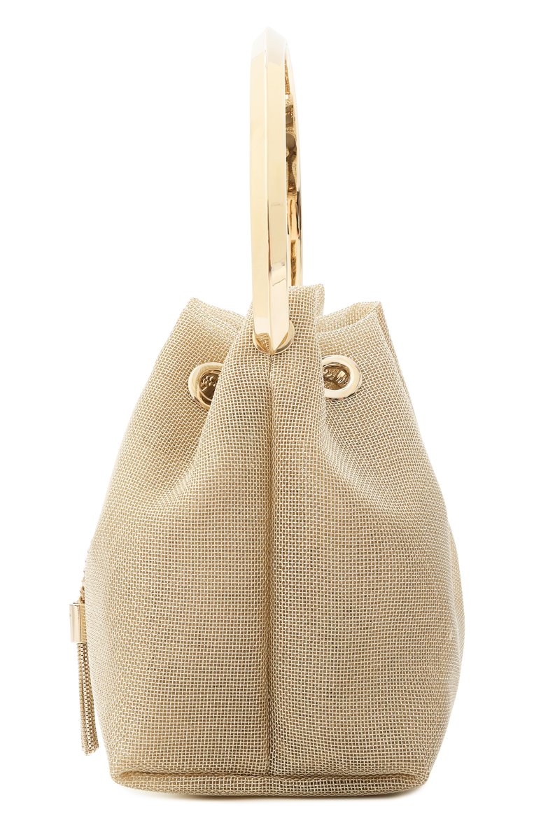 Женская сумка bon bon JIMMY CHOO золотого цвета, арт. B0N B0N/WGJ | Фото 4 (Материал: Текстиль; Размер: mini; Ремень/цепочка: На ремешке; Женское Кросс-КТ: Вечерняя сумка)