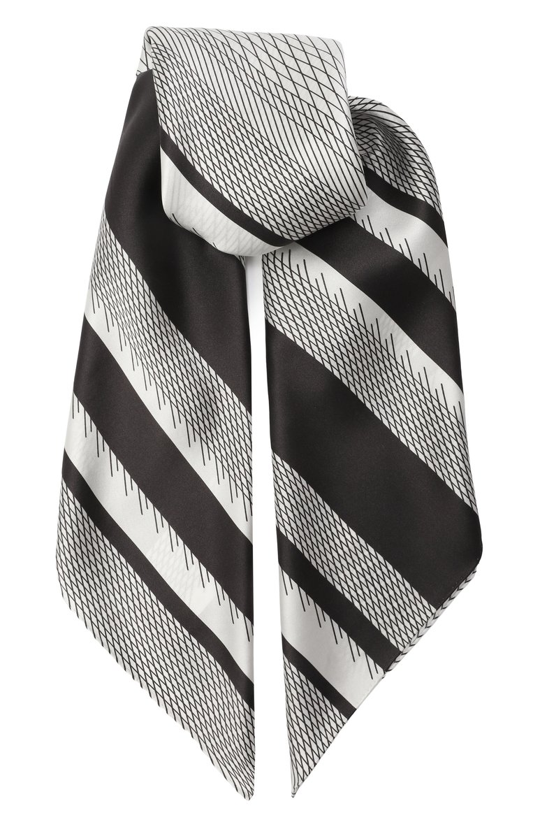 Женский шелковый платок KITON черно-белого цвета, арт. D53754K0963E01 | Фото 1 (Нос: Не проставлено; Материал: Шелк, Текстиль; Принт: С принтом)